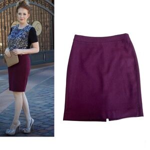 J. Crew Factory no. 2 pencil skirt in double serge wool Berry Purple Sz 4